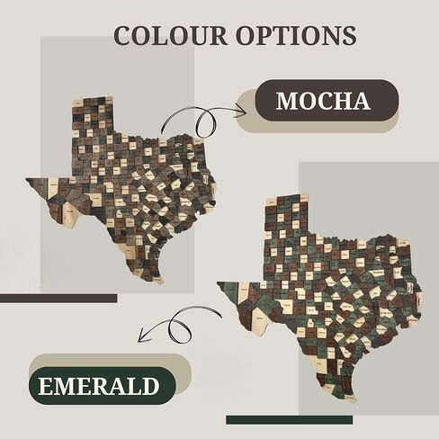 3D Wooden Texas Map - Handcrafted Lone Star State Wall Art, Detailed Texas Decor for Home and Office (Mocha) in Saudi Arabia