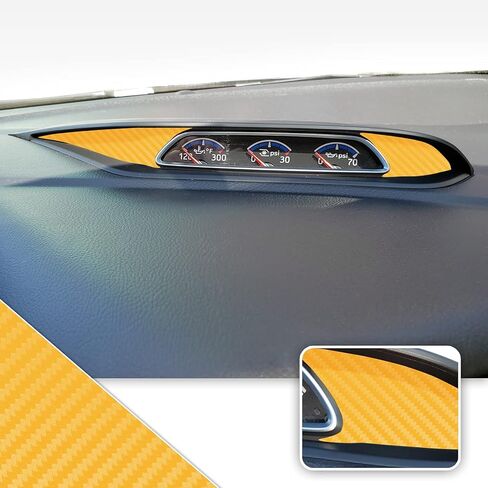 Turbo PSI Pod مقاييس الفينيل لهجة تراكب التفاف تقليم متوافق مع Ford Focus ST RS 2013 2014 2015 2016 2017 2018 - ألياف الكربون الأصفر in Kuwait
