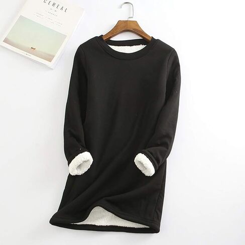 Fleece Pullover Women Sherpa Lined Sweatshirts Casual Crewneck Long Sleeve Thermal Tunic Tops Winter Clothes 2025 in Saudi Arabia