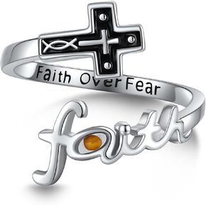 I Am Enough Ring Sterling Silver I Can Do All Things Adjustable Ring Faith Wrap Open Rings Inspirational Jewelry for Women in Kuwait