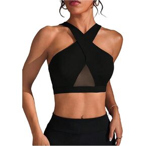 حمالة صدر رياضية للسيدات من SweatyRocks بتصميم شبكي متقاطع وظهر Racerback للتمارين واليوجا in Kuwait