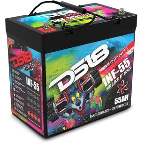 DS18 INF-55AH 1750 واط AGM خلية طاقة 12 فولت بطارية صيانة مجانية M6 محطة بولت - أداء عالي لصوت السيارة، رياضة السيارات، الدراجات النارية، جت سكي، ATV وUTV in Kuwait