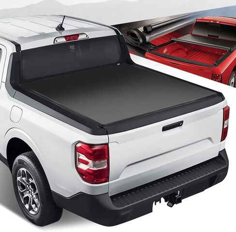 Auto Dynasty Soft Roll-up Truck Bed Tonneau Cover Compatible with 2022 2023 2024 2025 Ford Maverick 4.6FT, Matte Black Soft Vinyl Top in Saudi Arabia