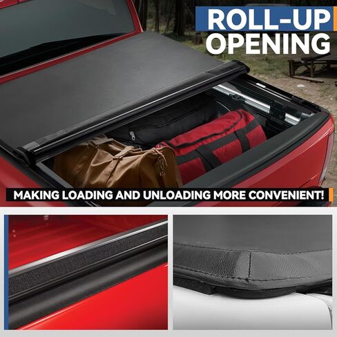 Auto Dynasty Soft Roll-up Truck Bed Tonneau Cover Compatible with 2022 2023 2024 2025 Ford Maverick 4.6FT, Matte Black Soft Vinyl Top in Saudi Arabia