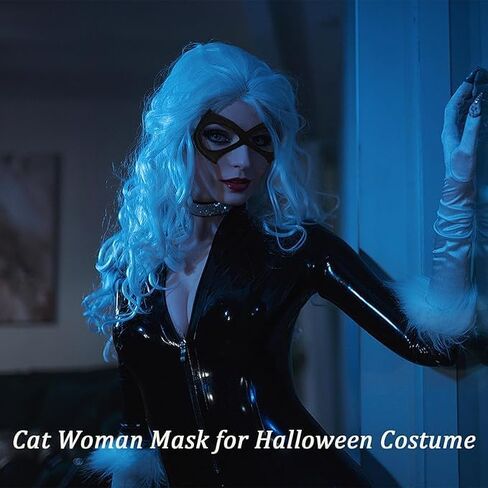 Black Cat Masks Half Cat Eye Mask Masquerade Mask for Halloween Cosplay Costume Party in Saudi Arabia