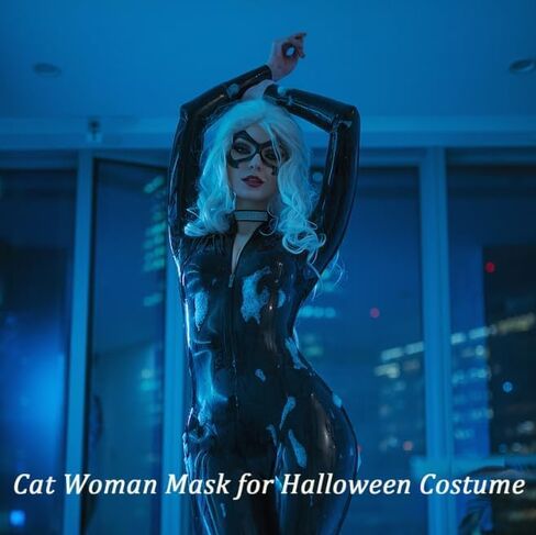 Black Cat Masks Half Cat Eye Mask Masquerade Mask for Halloween Cosplay Costume Party in Saudi Arabia