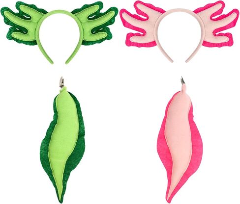 2 set Axolotl Costume Suits for Girls Axolotl Animal Headband Tail Toy for Kids Halloween Birthday Party Decoration in Kuwait