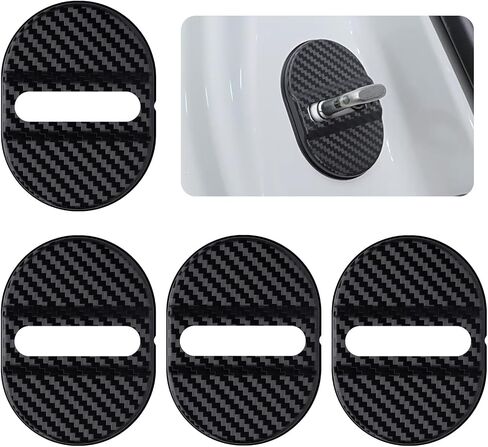 Aokdom 4PCS Carbon Fiber Car Door Strike Protector,Stylish Car Decor Cars Door Latch Cover for Cushioning Protection,Self-Adhesive Cars Doors Lock Cover Automotive Accessories Exterior in Saudi Arabia