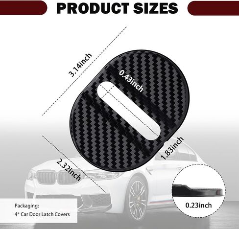 Aokdom 4PCS Carbon Fiber Car Door Strike Protector,Stylish Car Decor Cars Door Latch Cover for Cushioning Protection,Self-Adhesive Cars Doors Lock Cover Automotive Accessories Exterior in Saudi Arabia