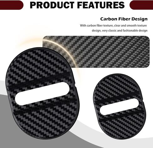 Aokdom 4PCS Carbon Fiber Car Door Strike Protector,Stylish Car Decor Cars Door Latch Cover for Cushioning Protection,Self-Adhesive Cars Doors Lock Cover Automotive Accessories Exterior in Saudi Arabia