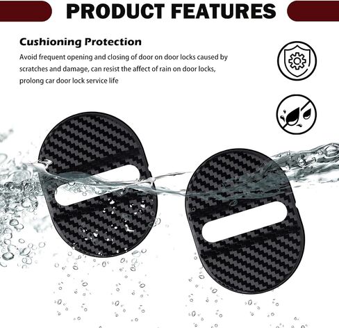Aokdom 4PCS Carbon Fiber Car Door Strike Protector,Stylish Car Decor Cars Door Latch Cover for Cushioning Protection,Self-Adhesive Cars Doors Lock Cover Automotive Accessories Exterior in Saudi Arabia
