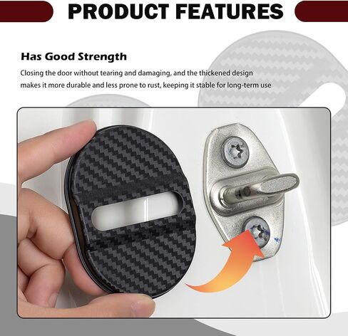 Aokdom 4PCS Carbon Fiber Car Door Strike Protector,Stylish Car Decor Cars Door Latch Cover for Cushioning Protection,Self-Adhesive Cars Doors Lock Cover Automotive Accessories Exterior in Saudi Arabia