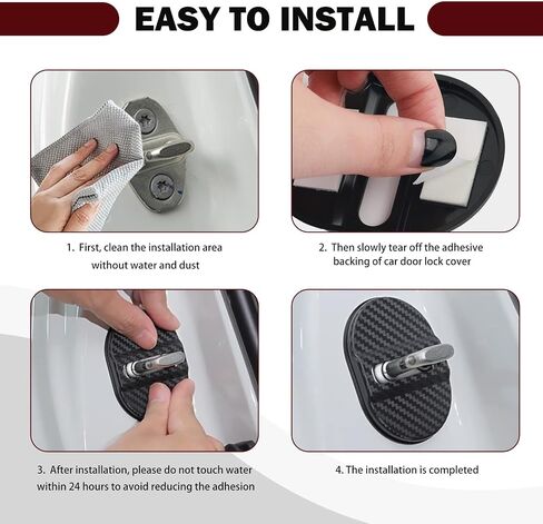 Aokdom 4PCS Carbon Fiber Car Door Strike Protector,Stylish Car Decor Cars Door Latch Cover for Cushioning Protection,Self-Adhesive Cars Doors Lock Cover Automotive Accessories Exterior in Saudi Arabia