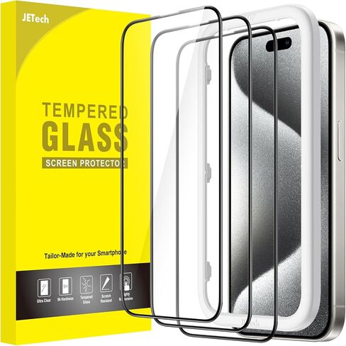 واقي شاشة بتغطية كاملة من JETech لهاتف iPhone 12 mini مقاس 5.4 بوصة، طبقة من الزجاج المقوى بحافة سوداء مع أداة تثبيت سهلة، صديق للحافظة، شفاف عالي الدقة، 3 عبوات in Saudi Arabia