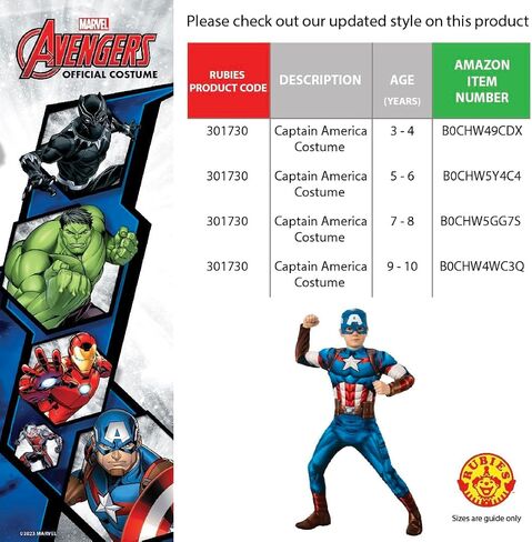Rubies 702563Xs Captain America Classic Formal Costume, Boys, Xs, 3 to 4 Years in Saudi Arabia