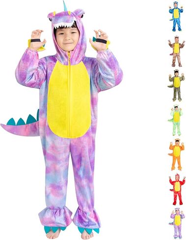 DearSun Child's T-Rex Dinosaur Costume Dinosaur Costume for Kids Fancy Dress Costume Hooded Romper Jumpsuit in Kuwait