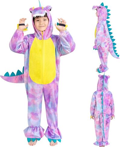 DearSun Child's T-Rex Dinosaur Costume Dinosaur Costume for Kids Fancy Dress Costume Hooded Romper Jumpsuit in Kuwait