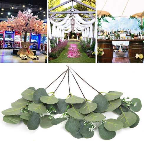 5Pcs Artificial Plant, Faux Leaves Simulation Lifelike DIY Decoration Eucalyptus Branches Artificial Greenery Fake Branches Plants for Vase Home Party Wedding Decorations in Saudi Arabia