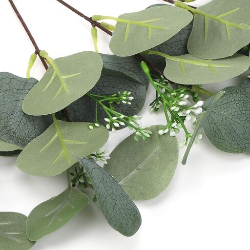 5Pcs Artificial Plant, Faux Leaves Simulation Lifelike DIY Decoration Eucalyptus Branches Artificial Greenery Fake Branches Plants for Vase Home Party Wedding Decorations in Saudi Arabia