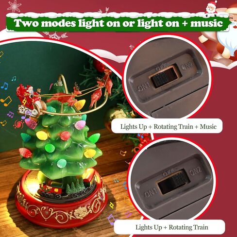 Musical Resin Snowman Christmas Village Figurines with Spinning Train LED Lights, Collectibles Statues Architectural Decor, Battery & USB Xmas Holiday Indoor Decor Ornaments Centerpiece in Saudi Arabia