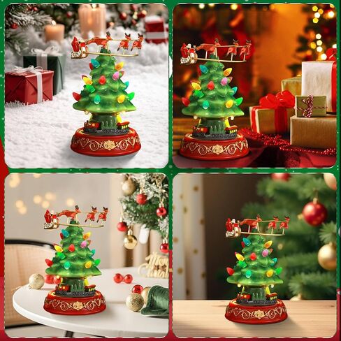 Musical Resin Snowman Christmas Village Figurines with Spinning Train LED Lights, Collectibles Statues Architectural Decor, Battery & USB Xmas Holiday Indoor Decor Ornaments Centerpiece in Saudi Arabia
