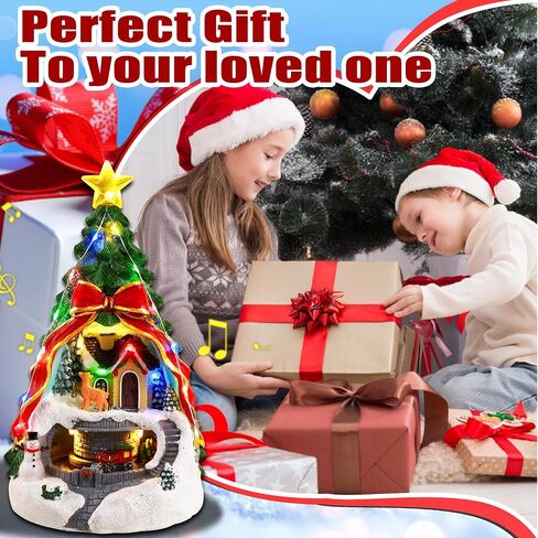 Musical Resin Snowman Christmas Village Figurines with Spinning Train LED Lights, Collectibles Statues Architectural Decor, Battery & USB Xmas Holiday Indoor Decor Ornaments Centerpiece in Saudi Arabia
