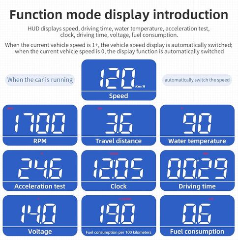 Aramox HUD Display for Car OBD2, Car Head Up Display Digital Speedometer, with Overspeed Warning, Speed Head Up Windshield Display for Cars(Aramoxeqhmtg6f75) in Saudi Arabia