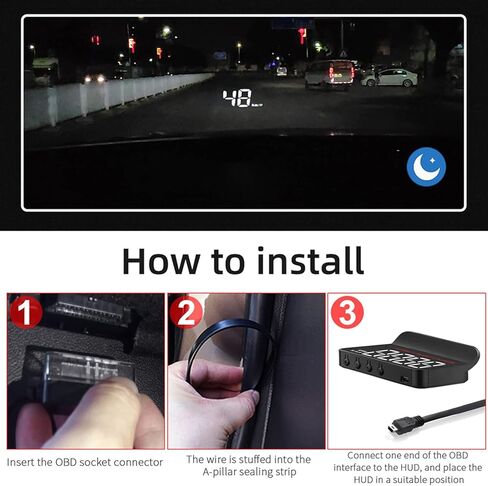 Aramox HUD Display for Car OBD2, Car Head Up Display Digital Speedometer, with Overspeed Warning, Speed Head Up Windshield Display for Cars(Aramoxeqhmtg6f75) in Saudi Arabia