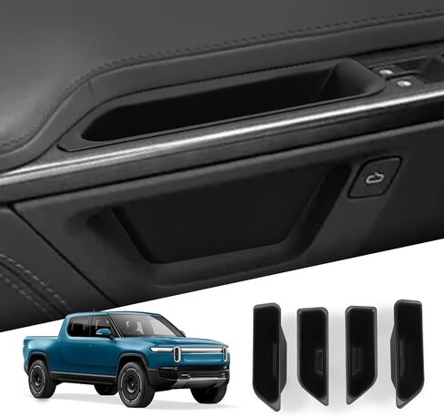 Smabee 4 قطعة منظم مقبض الباب لـ 2025 Rivian R1T R1S (Gen2) الباب الخلفي الأمامي الجانب إدراج صندوق تخزين الملحقات أسود in Saudi Arabia