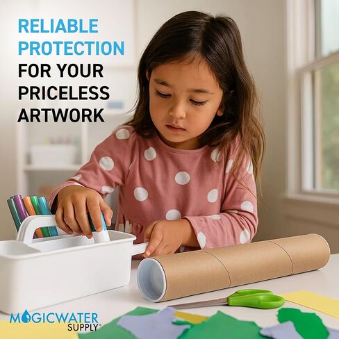 أنبوب بريد MagicWater Supply - 1.5 بوصة × 12 بوصة - كرافت - 4 عبوات - لشحن وتخزين الملصقات والفنون والحرف اليدوية والمستندات in Saudi Arabia