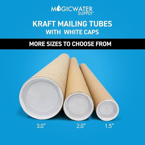 أنبوب بريد MagicWater Supply - 1.5 بوصة × 12 بوصة - كرافت - 4 عبوات - لشحن وتخزين الملصقات والفنون والحرف اليدوية والمستندات in Saudi Arabia