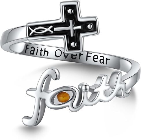 I Am Enough Ring Sterling Silver I Can Do All Things Adjustable Ring Faith Wrap Open Rings Inspirational Jewelry for Women in Kuwait