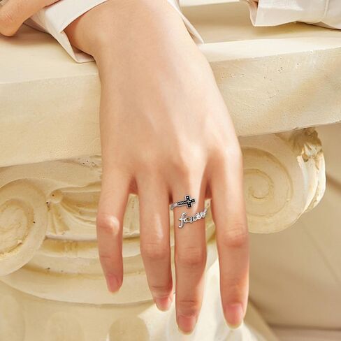 I Am Enough Ring Sterling Silver I Can Do All Things Adjustable Ring Faith Wrap Open Rings Inspirational Jewelry for Women in Kuwait