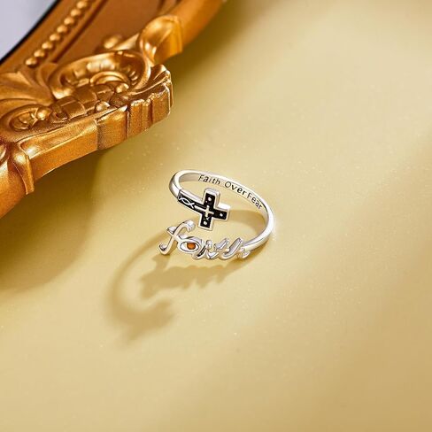 I Am Enough Ring Sterling Silver I Can Do All Things Adjustable Ring Faith Wrap Open Rings Inspirational Jewelry for Women in Kuwait