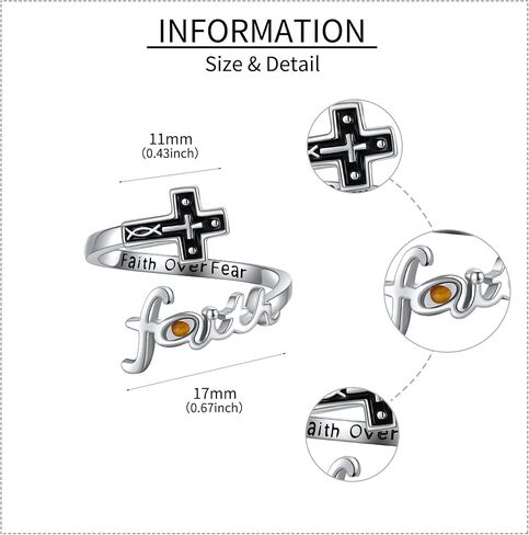 I Am Enough Ring Sterling Silver I Can Do All Things Adjustable Ring Faith Wrap Open Rings Inspirational Jewelry for Women in Kuwait