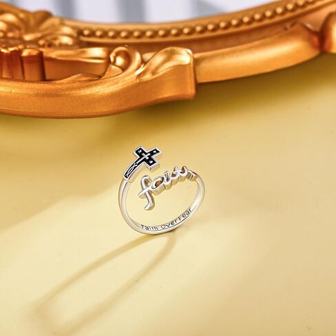 I Am Enough Ring Sterling Silver I Can Do All Things Adjustable Ring Faith Wrap Open Rings Inspirational Jewelry for Women in Kuwait