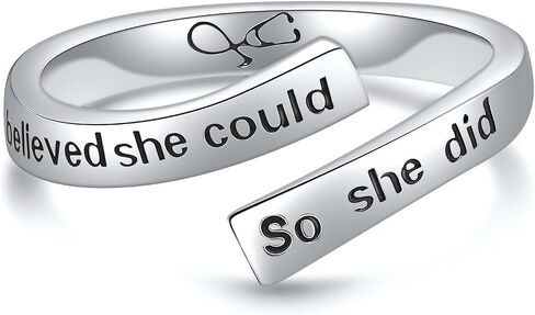 I Am Enough Ring Sterling Silver I Can Do All Things Adjustable Ring Faith Wrap Open Rings Inspirational Jewelry for Women in Kuwait