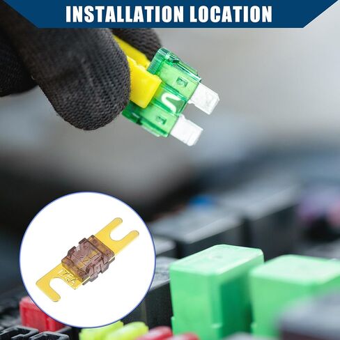 Mini ANL Fuses 175A / Audio CD Fuse for Car Motorcycle Boat/Durable Plastic Metal / 5 Pcs Gold Tone Brown in Saudi Arabia