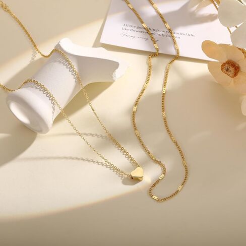 قلادة ذهبية الطبقات للنساء العصرية 14K مطلية بالذهب القلب تشيكوسلوفاكيا قلادة الطبقات الذهب القلائد مجموعة عملة المختنق القلائد دائرة بسيطة مكعب زركونيا اللؤلؤ قلادة كومة متعرجة مشبك ورق سلسلة مجموعة مجوهرات in Kuwait