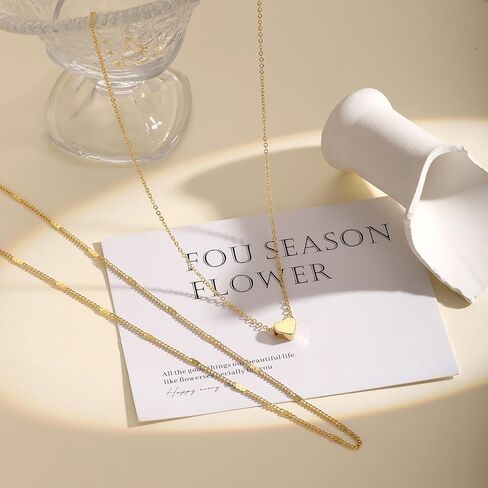 قلادة ذهبية الطبقات للنساء العصرية 14K مطلية بالذهب القلب تشيكوسلوفاكيا قلادة الطبقات الذهب القلائد مجموعة عملة المختنق القلائد دائرة بسيطة مكعب زركونيا اللؤلؤ قلادة كومة متعرجة مشبك ورق سلسلة مجموعة مجوهرات in Kuwait