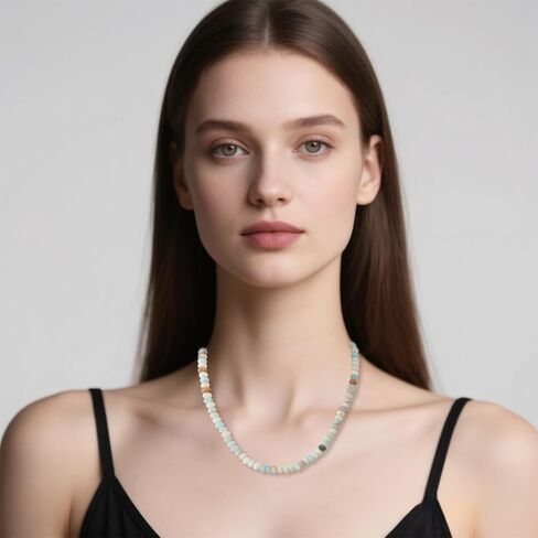 Beaded Gemstone Necklace for Women, Bohemian Colored Natural Stone Bead Necklaces Choker Decoration Summer Beach Jewelry in Saudi Arabia