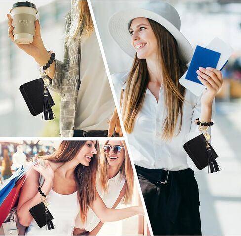 محافظ المعصم للنساء، محفظة سلسلة المفاتيح محافظ المعصم RFID محافظ صغيرة مع سلسلة مفاتيح سوار مطرز من السيليكون in Kuwait