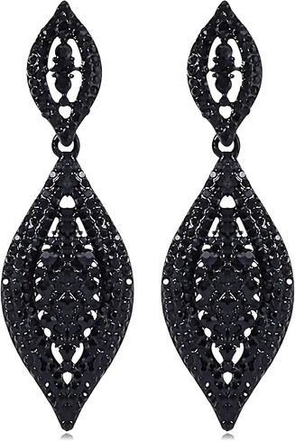 Rhinestone Earrings for Women Black Earrings Sparkling Earrings Dangling Cystal Wedding Prom Earrings Party Accessories New Year Christmas Gifts Stocking Stuffers in Saudi Arabia