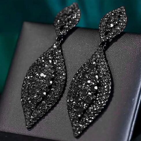 Rhinestone Earrings for Women Black Earrings Sparkling Earrings Dangling Cystal Wedding Prom Earrings Party Accessories New Year Christmas Gifts Stocking Stuffers in Saudi Arabia