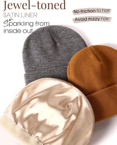 FURTALK 2 Pack Satin Lined Beanie for Men Women Acrylic Winter Hats Warm Silky Skull Cap in Saudi Arabia