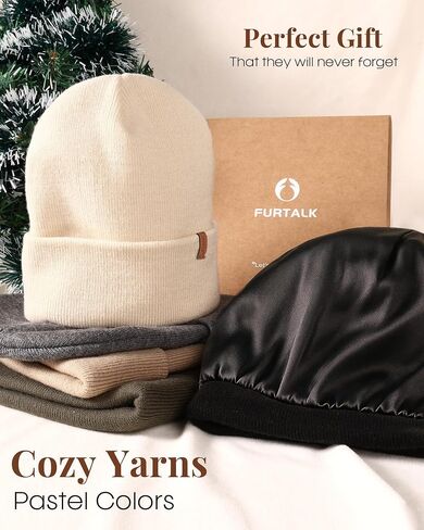 FURTALK 2 Pack Satin Lined Beanie for Men Women Acrylic Winter Hats Warm Silky Skull Cap in Saudi Arabia