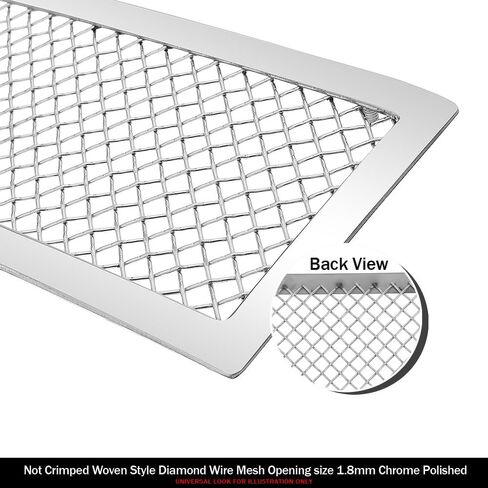 APS Premium Stainless Steel Chrome Mesh Grille Grill Insert Combo Compatible with Cadillac Escalade 2007 2008 2009 2010 2011 2012 2013 2014 Main Upper Tow Hook N19-T52877A in Saudi Arabia