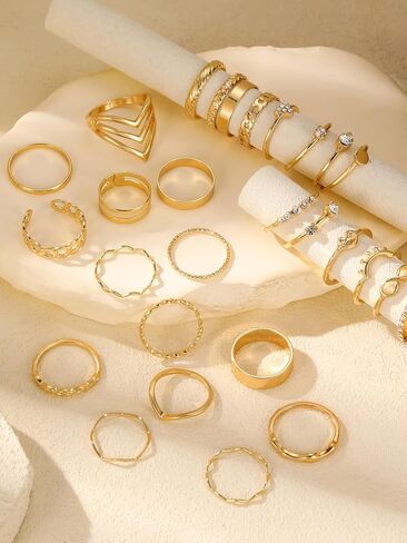 30PCS Gold Rings Set, Boho Knuckle Ring for Women, Delicate Stackable Rings, Fashionable Rings for Women, Stylish Jewelry Accessory for Any Occasion(Gold) in Saudi Arabia