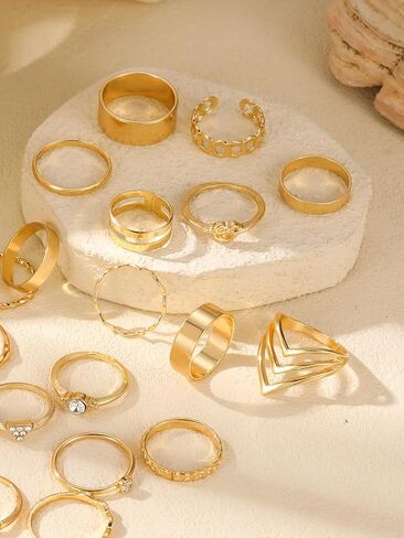 30PCS Gold Rings Set, Boho Knuckle Ring for Women, Delicate Stackable Rings, Fashionable Rings for Women, Stylish Jewelry Accessory for Any Occasion(Gold) in Saudi Arabia