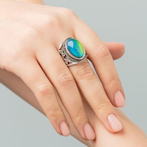 Mood Ring for Women – Color Changing Chakra Ring with Vintage Vibe – Dainty Mood Jewelry for Women & Adults – Unique Temperature Reactive Fashion Statement in Saudi Arabia